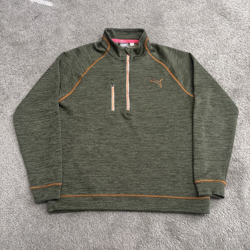 Puma Golf PWR WARM 1/4 Zip Pullover Men's Green Long Sleeve Size Medium